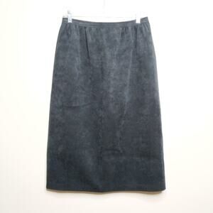 VTG Ultrasuede Black Skirt Midi Union Made Pockets 14